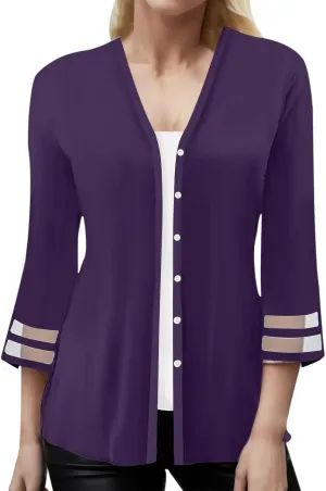 2023 Women's Bolero 3/4 Sleeve Cropped Cardigans Sweaters Lightweight Jackets Coat Open Front Short Shrugs for Dresses