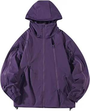 2024 Casual Drawstring Windproof Fashion Winter Outdoor Waterproof Long Sleeve Zipper Classic Solid Hooded Jacket