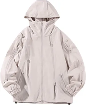 2024 Casual Drawstring Windproof Fashion Winter Outdoor Waterproof Long Sleeve Zipper Classic Solid Hooded Jacket