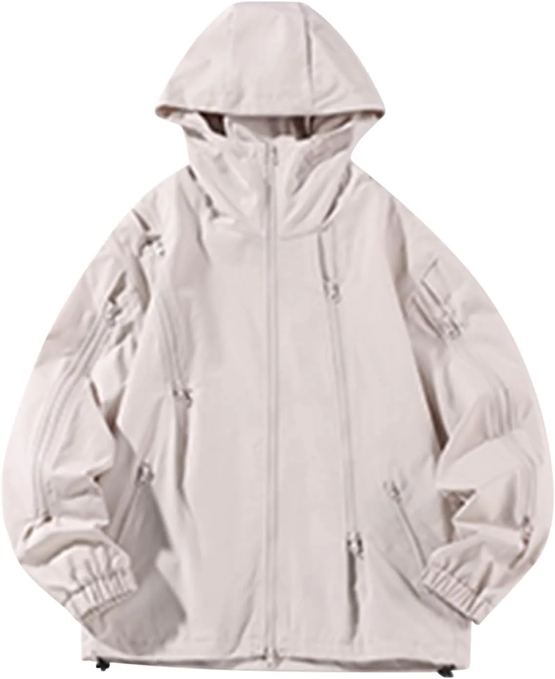 2024 Casual Drawstring Windproof Fashion Winter Outdoor Waterproof Long Sleeve Zipper Classic Solid Hooded Jacket