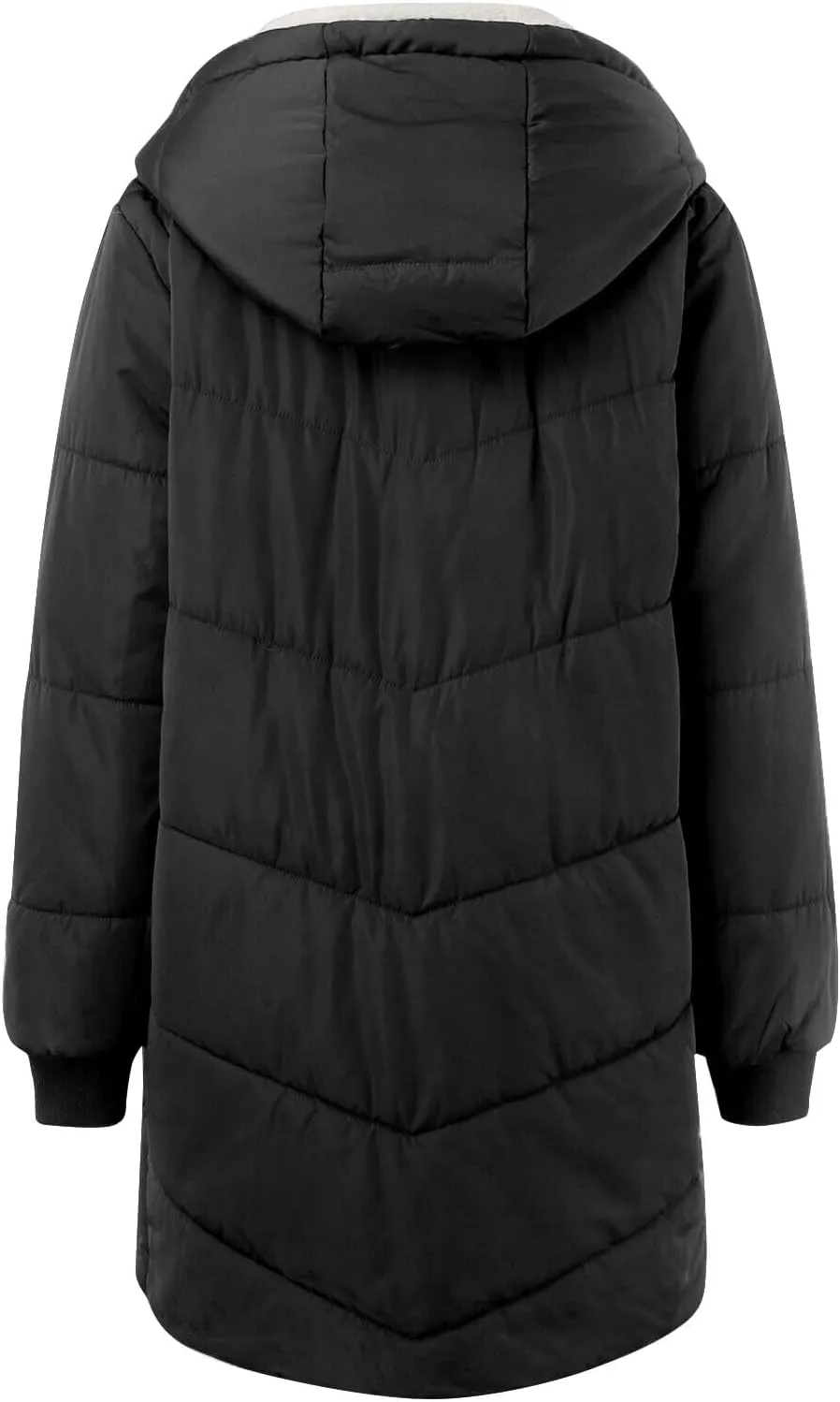2024 Elegant Temperament Quilted Puffer Coat for Womens Long Sleeve Zip Hooded Outwear Warm Soft Overcoat with Pockets