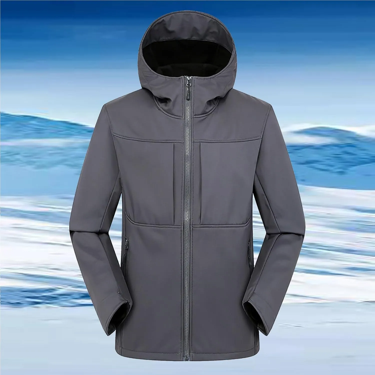 2024 Fashion Drawstring Windproof Causal Winter Outdoor Waterproof Long Sleeve Zipper Classic Solid Hooded Jacket