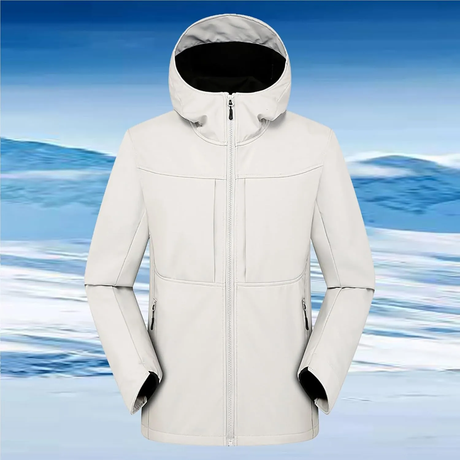 2024 Fashion Drawstring Windproof Causal Winter Outdoor Waterproof Long Sleeve Zipper Classic Solid Hooded Jacket