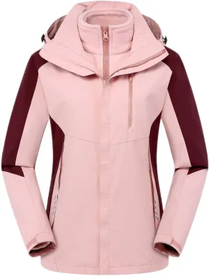 2024 Outdoor Solid For Women Winter Comfortable Warm Long Sleeve Waterproof Lined Hooded Rain Jacket Windbreaker
