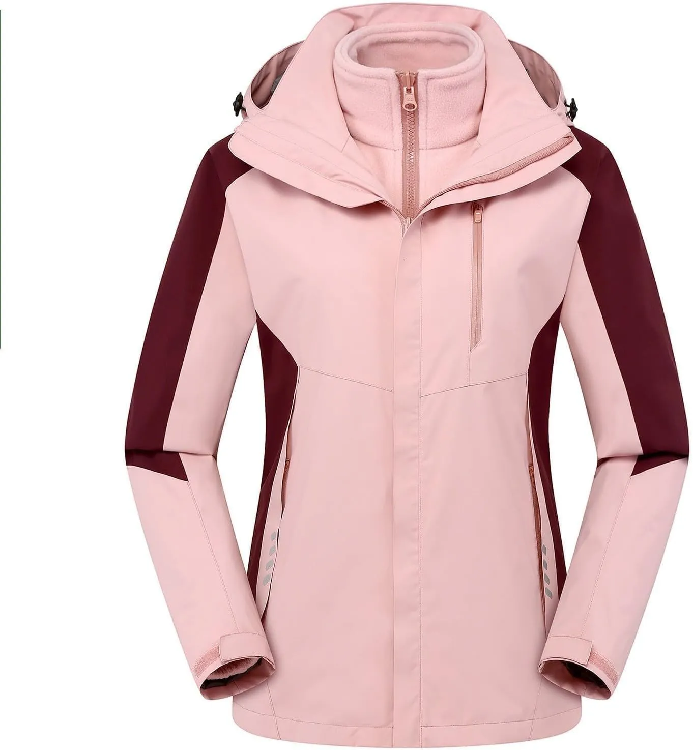 2024 Outdoor Solid For Women Winter Comfortable Warm Long Sleeve Waterproof Lined Hooded Rain Jacket Windbreaker