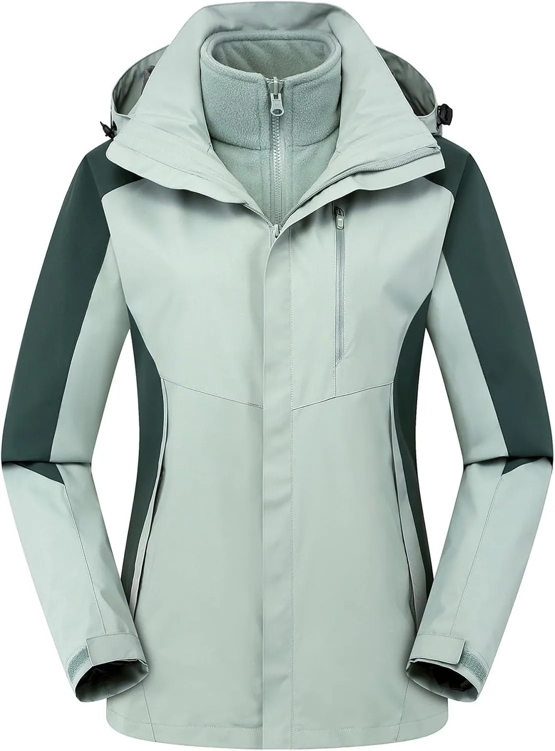 2024 Outdoor Solid For Women Winter Comfortable Warm Long Sleeve Waterproof Lined Hooded Rain Jacket Windbreaker