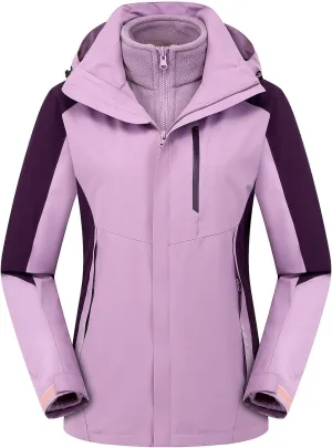 2024 Outdoor Solid For Women Winter Comfortable Warm Long Sleeve Waterproof Lined Hooded Rain Jacket Windbreaker
