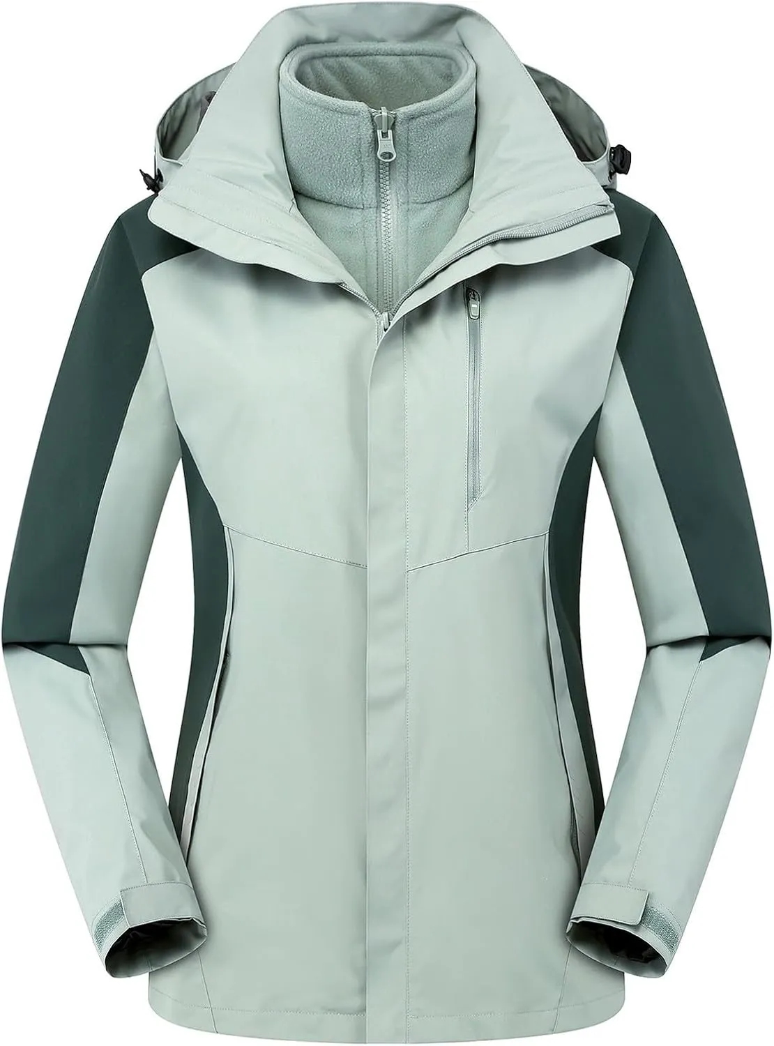 2024 Outdoor Solid For Women Winter Comfortable Warm Long Sleeve Waterproof Lined Hooded Rain Jacket Windbreaker