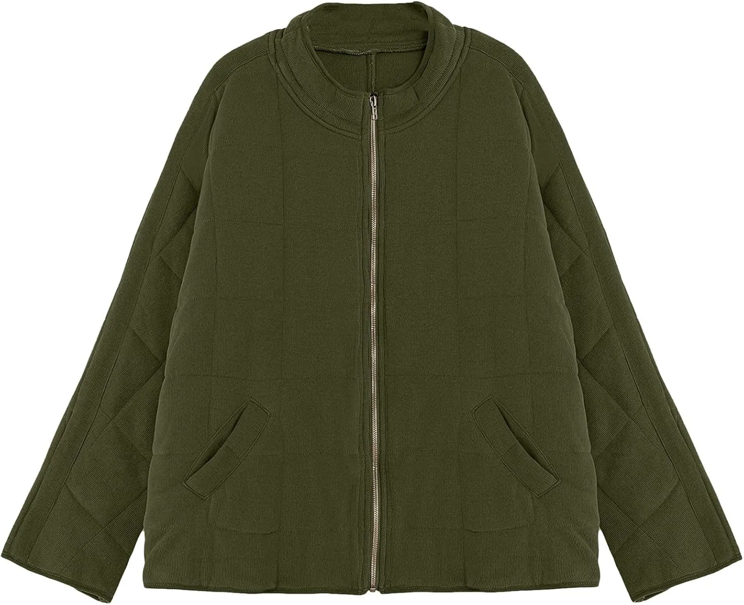 2024 Pure Color Zipper Coat for Womens Long Sleeve Stylish Overcoat Casual Loose Fitted Outwear Outdoor Winter Outfits