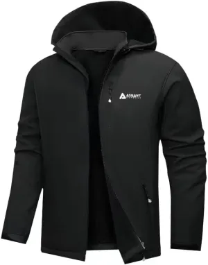 A ASHANT OUTDOOR Men's Softshell Jacket,Fleece Hooded Waterproof Jacket Windbreaker for Hiking Travel(M)