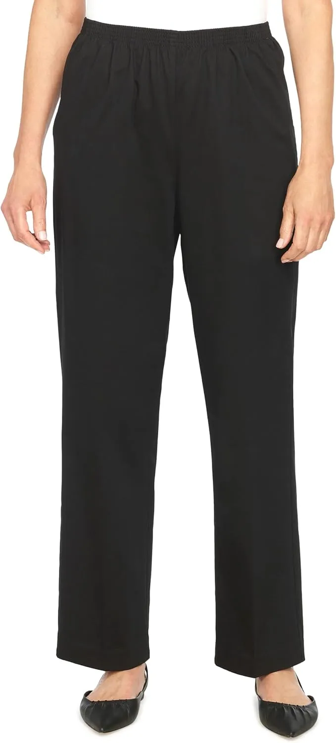 Alfred Dunner Womens Plus-Size Soft Twill Mid-Rise Regular Fit Straight Leg Short Length Casual Pant