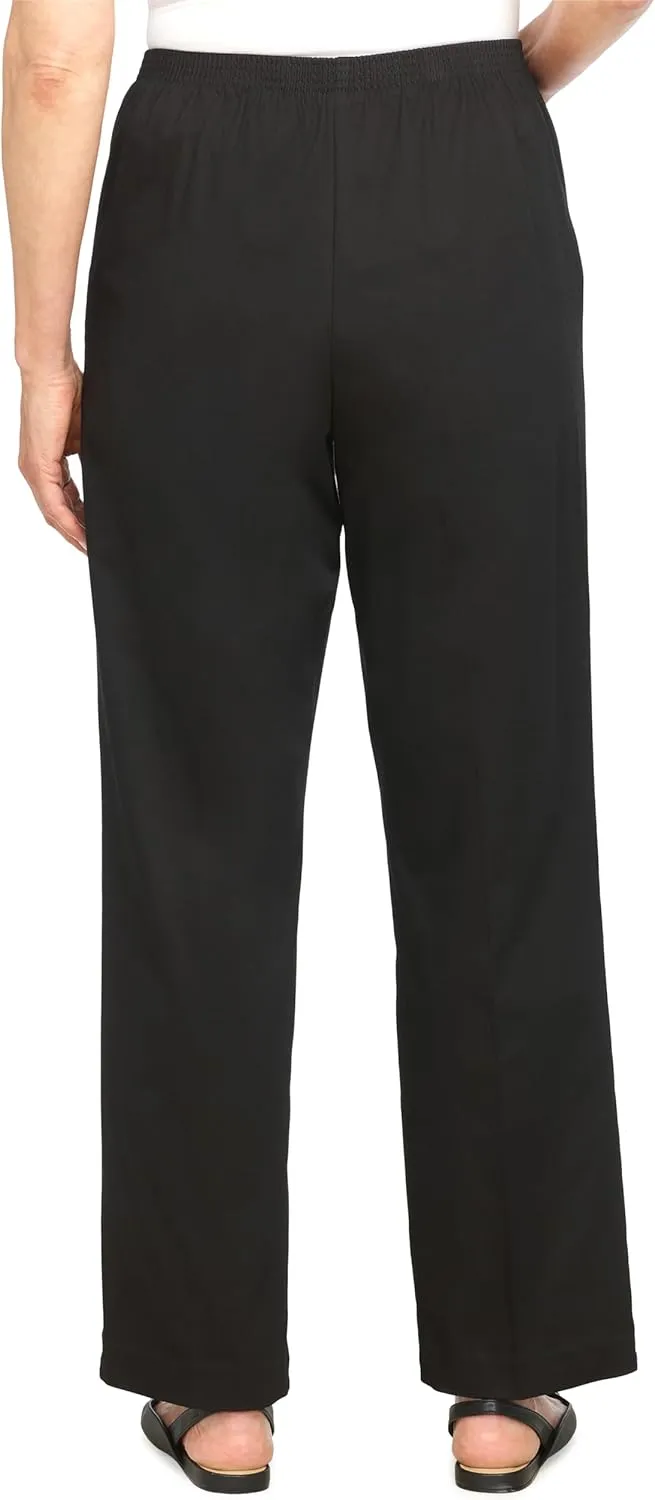 Alfred Dunner Womens Plus-Size Soft Twill Mid-Rise Regular Fit Straight Leg Short Length Casual Pant