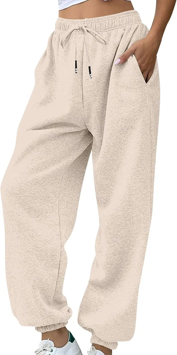 Baggy Fleece Sweatpants Women Joggers High Waisted Lounge Workout Pull On Ankle Athletic Jogger Pants with Pockets