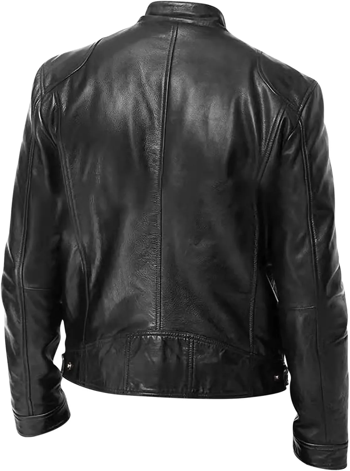 Big and Tall Faux Leather Jacket for Men Fashion Stand Collar Full Zip Bomber Jacket Classic Moto Biker Jackets