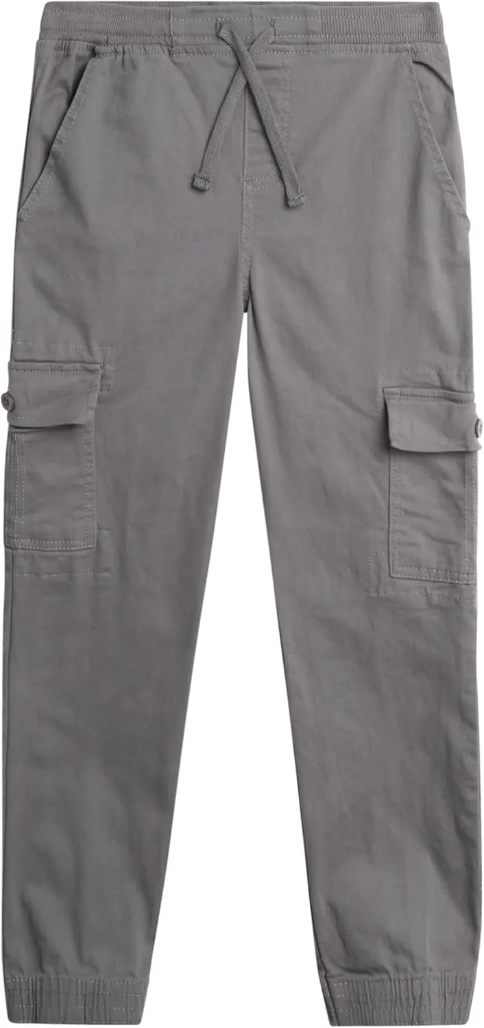 Boys' Cargo Pants - Casual Stretch Twill Jogger Pants - Cargo Pocket Pants for Boys (8-16)
