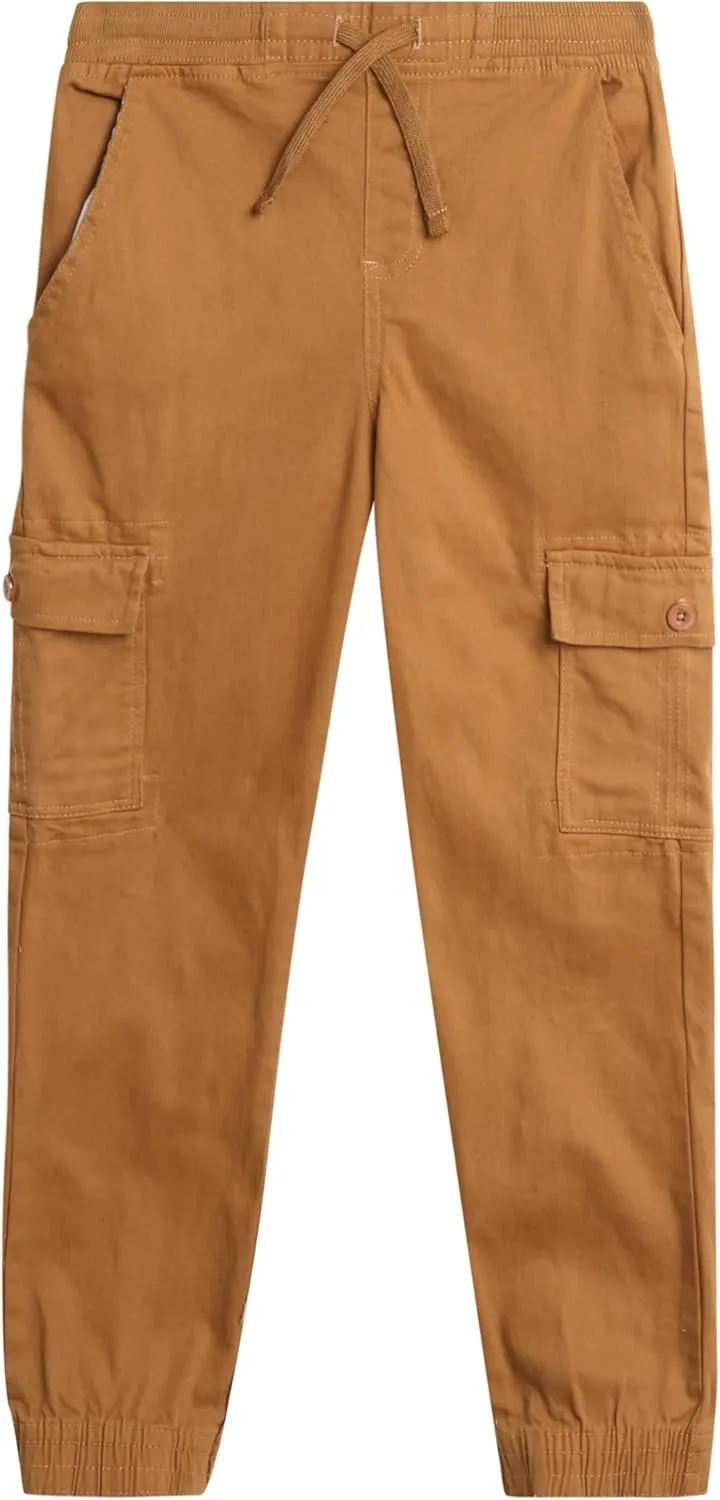 Boys' Cargo Pants - Casual Stretch Twill Jogger Pants - Cargo Pocket Pants for Boys (8-16)