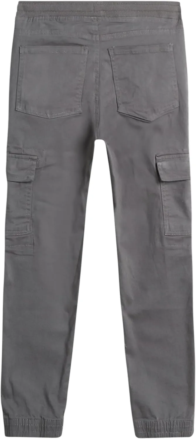 Boys' Cargo Pants - Casual Stretch Twill Jogger Pants - Cargo Pocket Pants for Boys (8-16)