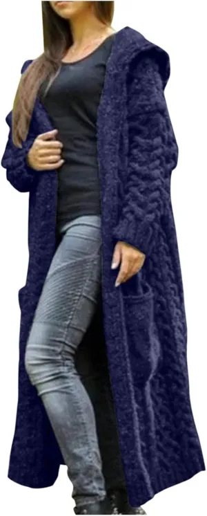 Cardigans for Women Open Front Lightweight Long Sleeve Loose Coat Trendy Ribbed Chunky Sweater Outfits with Pocket