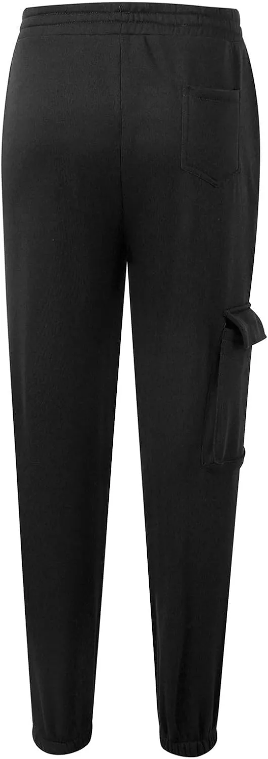 Cargo Joggers for Women Casual Baggy Elastic High Waisted Cropped Sweatpants Trendy Fleece Lined Pants with Pockets