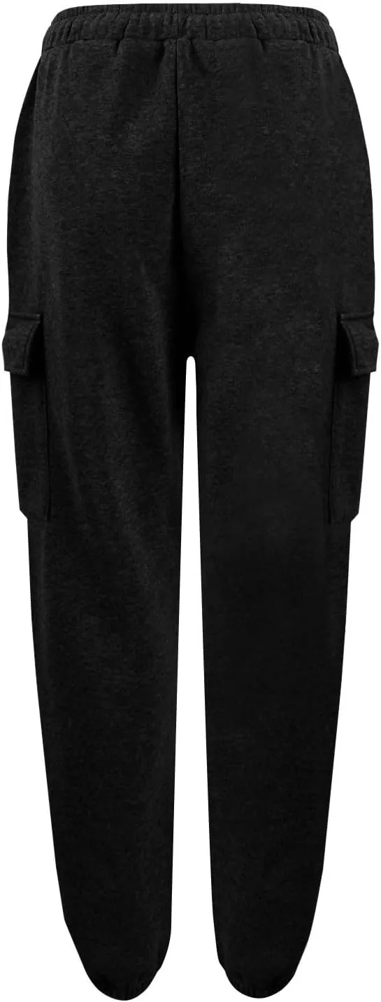Cargo Joggers for Women High Waisted Sweatpants with Pockets Fleece Lined Comfy Athletic Pants Sweat Pants