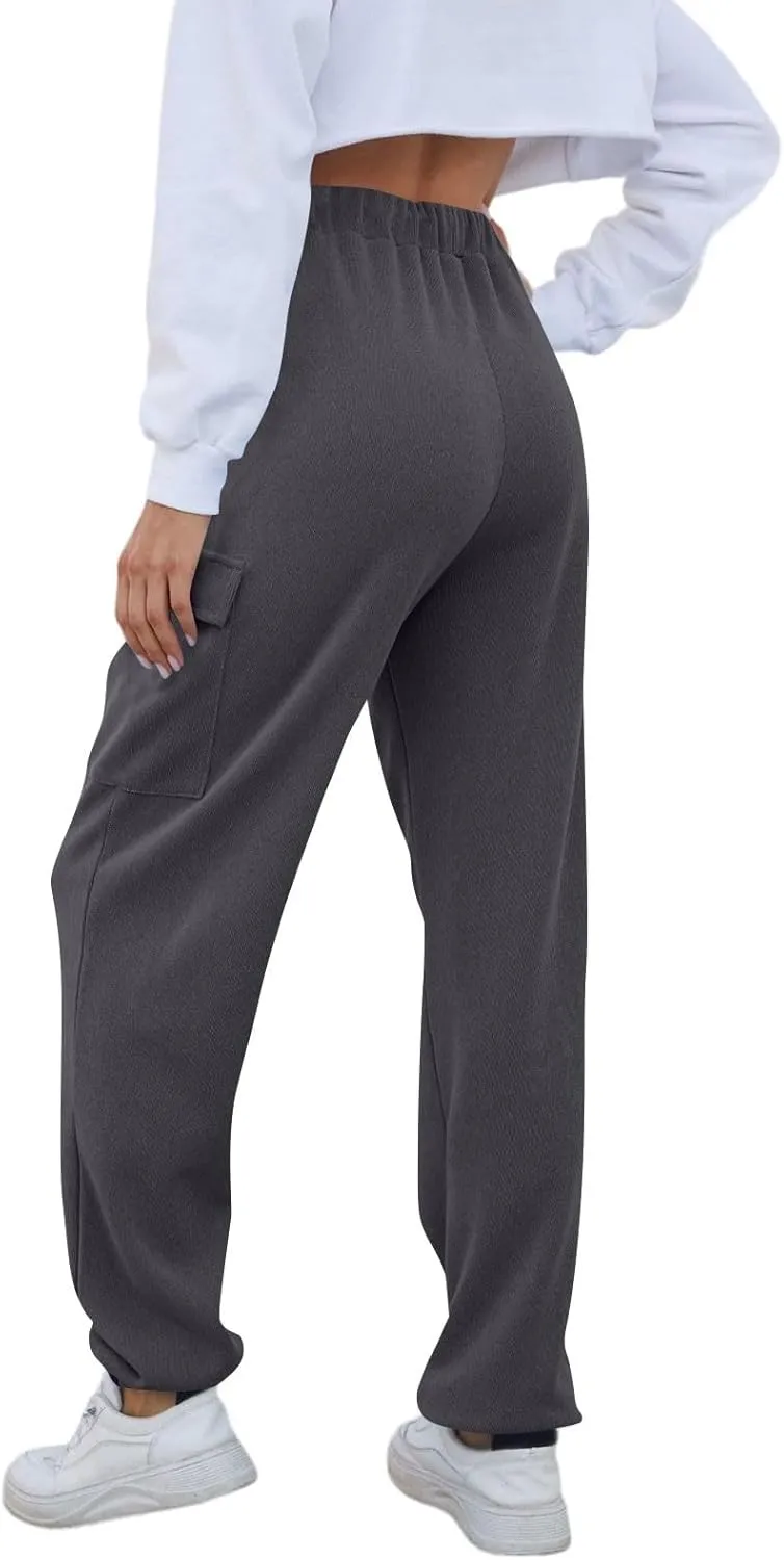 Cargo Joggers for Women High Waisted Sweatpants with Pockets Fleece Lined Comfy Athletic Pants Sweat Pants
