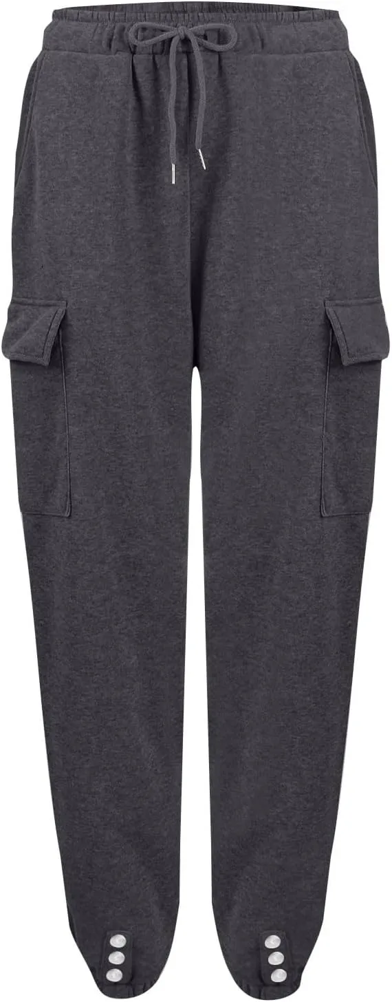 Cargo Joggers for Women High Waisted Sweatpants with Pockets Fleece Lined Comfy Athletic Pants Sweat Pants