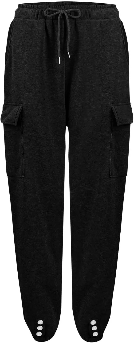 Cargo Joggers for Women High Waisted Sweatpants with Pockets Fleece Lined Comfy Athletic Pants Sweat Pants
