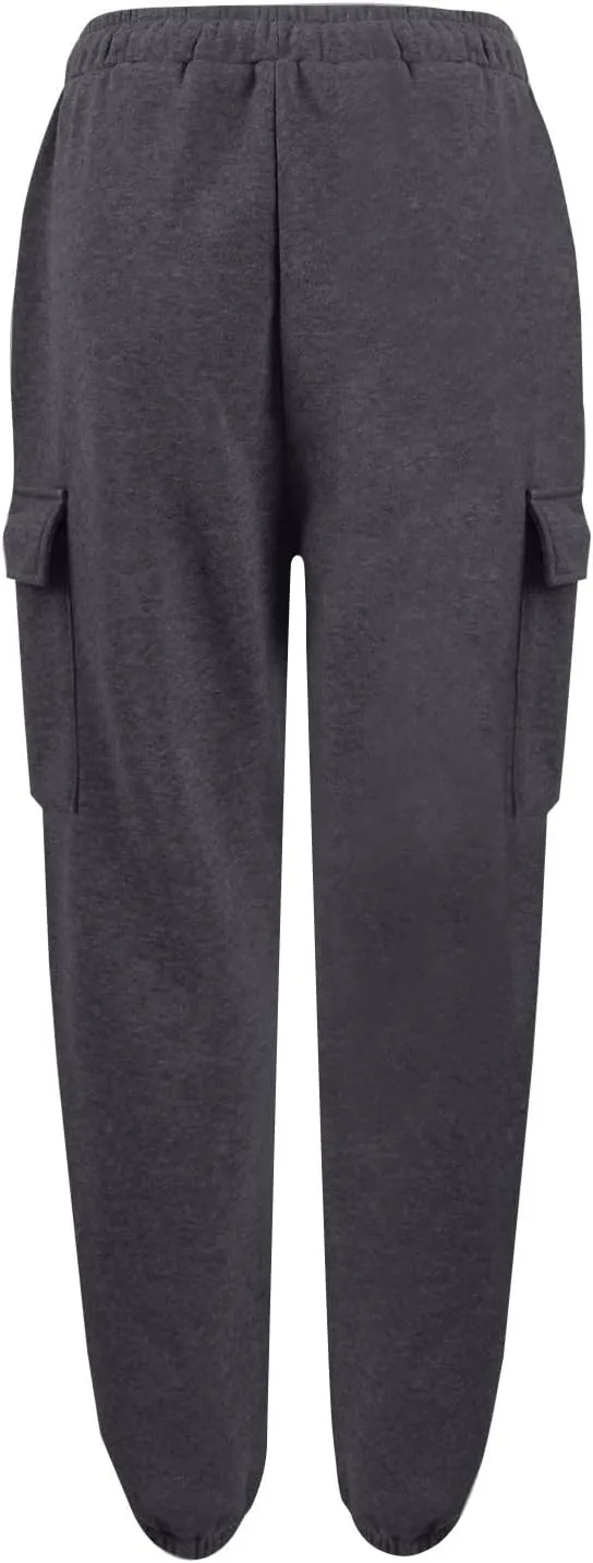 Cargo Joggers for Women High Waisted Sweatpants with Pockets Fleece Lined Comfy Athletic Pants Sweat Pants