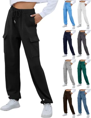 Cargo Joggers for Women High Waisted Sweatpants with Pockets Fleece Lined Comfy Athletic Pants Sweat Pants