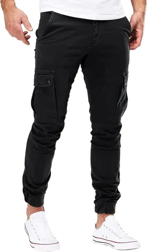Cargo Pants for Men Casual Fashion Sports Solid Color Pocket Drawstring Gym Sweatpants Men