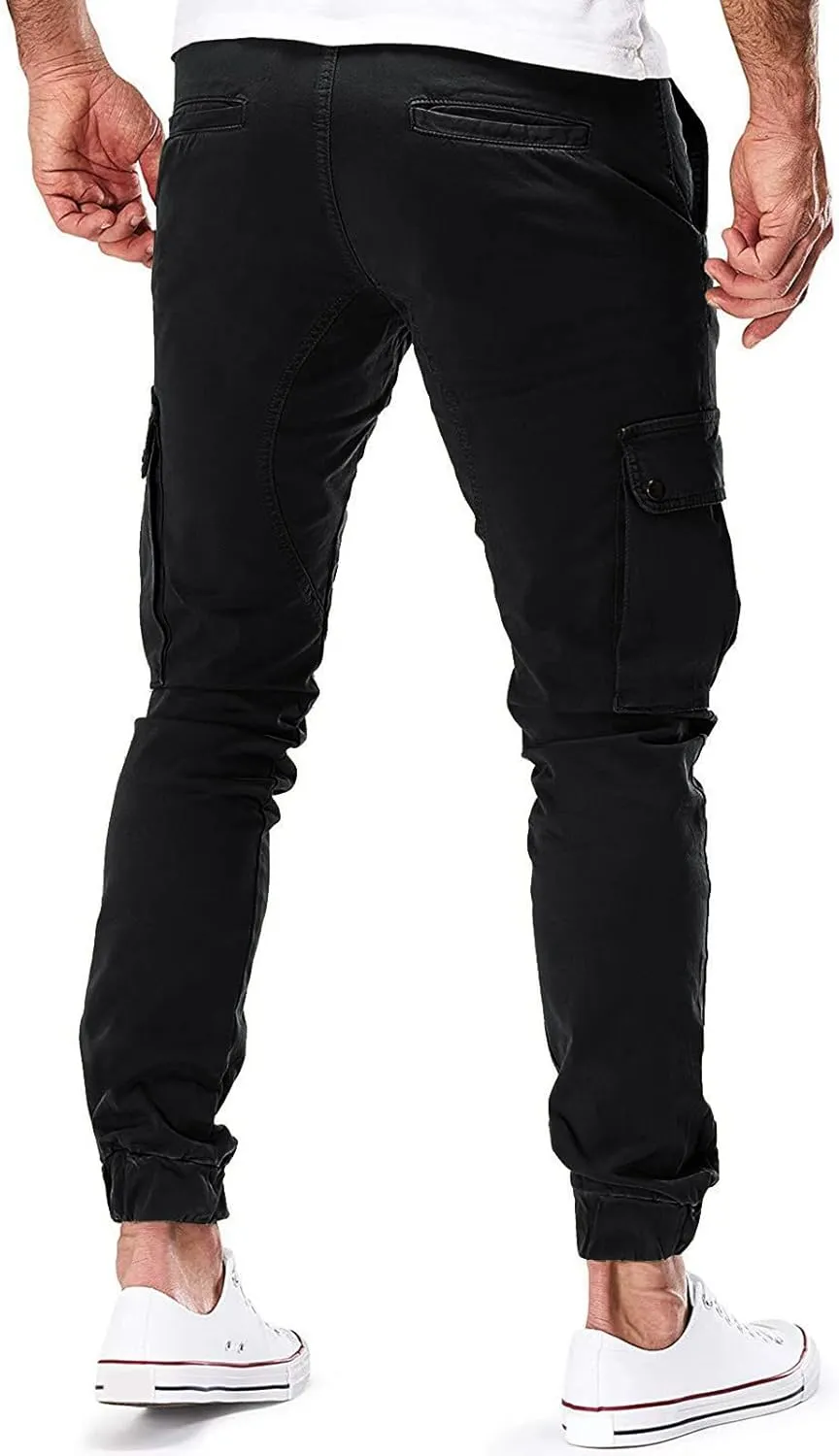 Cargo Pants for Men Casual Fashion Sports Solid Color Pocket Drawstring Gym Sweatpants Men