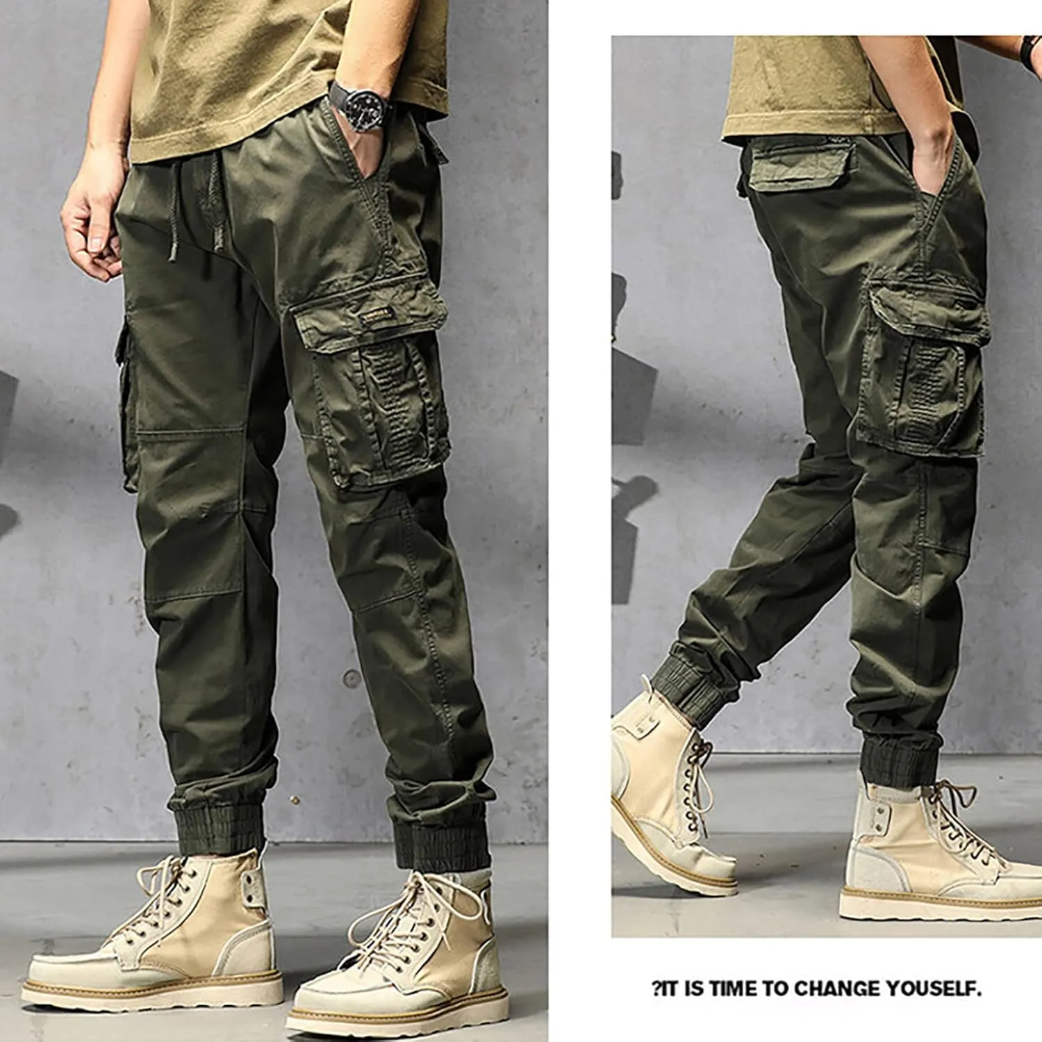 Cargo Pants for Men Joggers Pants Tactical Trousers with 6 Pockets Sports Hiking Work Pants Men's Hip Hop Harem Pants