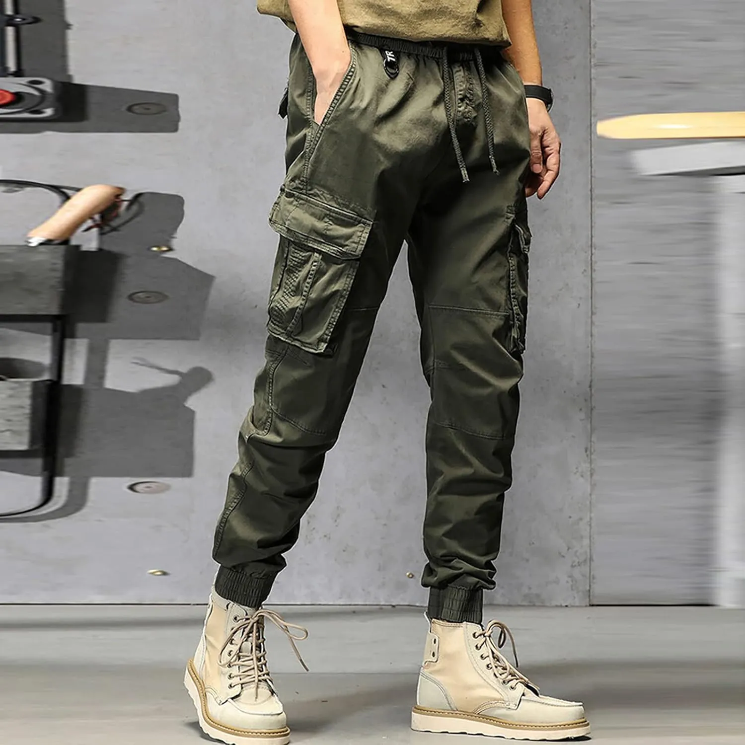 Cargo Pants for Men Joggers Pants Tactical Trousers with 6 Pockets Sports Hiking Work Pants Men's Hip Hop Harem Pants