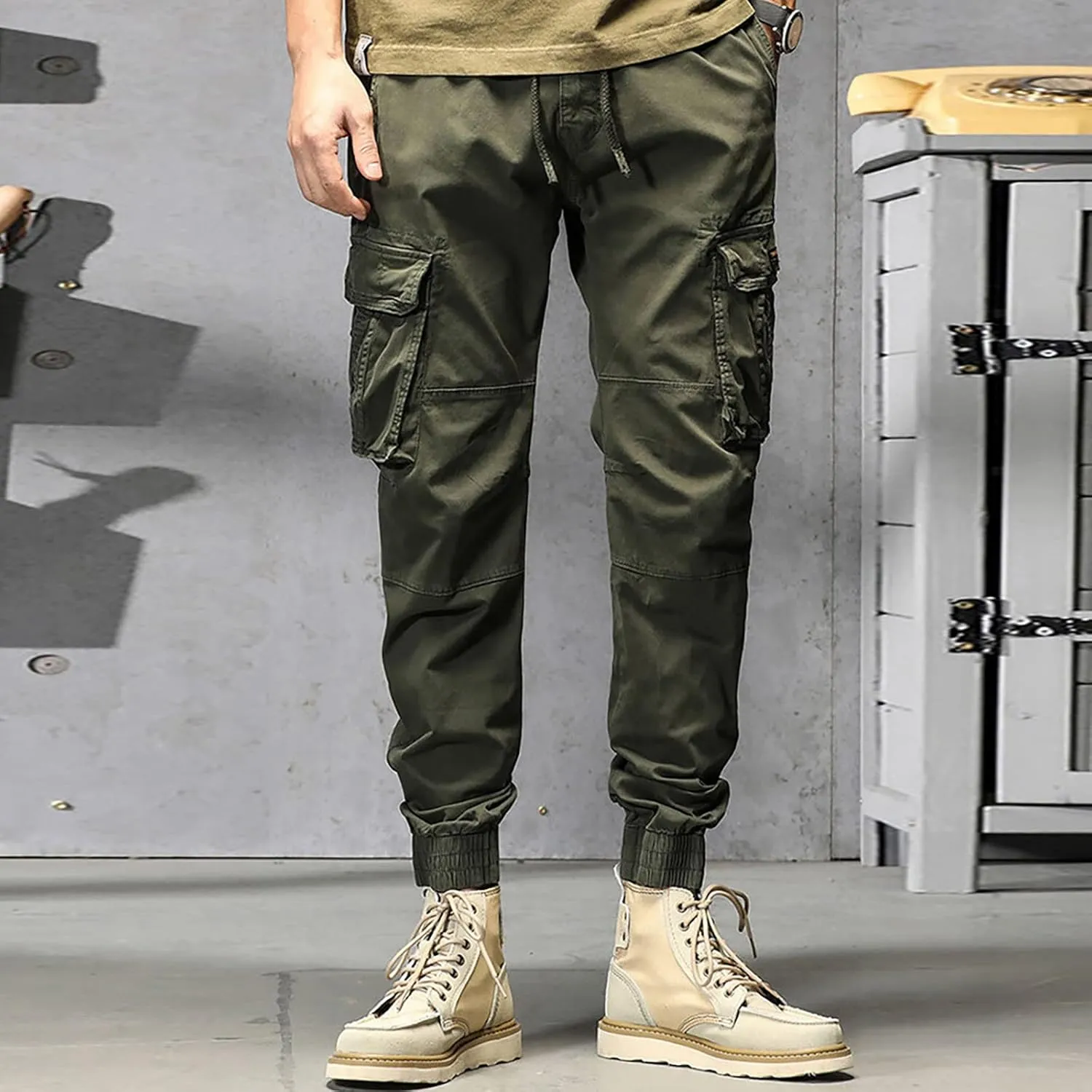 Cargo Pants for Men Joggers Pants Tactical Trousers with 6 Pockets Sports Hiking Work Pants Men's Hip Hop Harem Pants