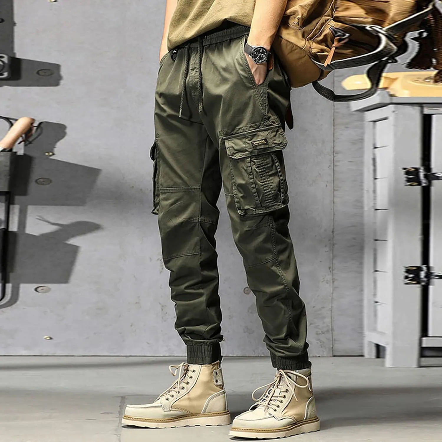 Cargo Pants for Men Joggers Pants Tactical Trousers with 6 Pockets Sports Hiking Work Pants Men's Hip Hop Harem Pants