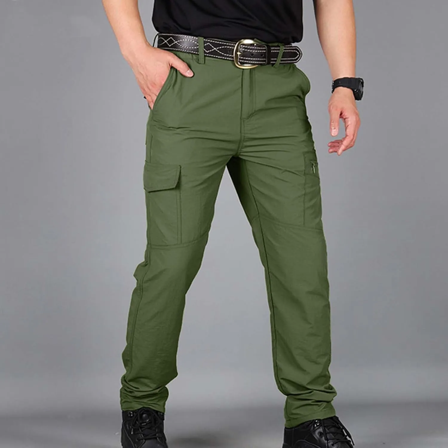 Cargo Pants for Men Lightweight Wild Outdoor Hiking Pants Waterproof Ripstop Tactical Work Pants with Multi Pockets
