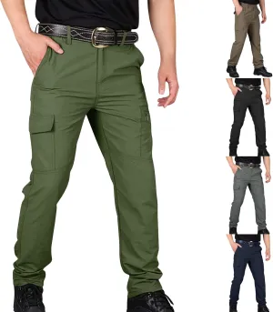 Cargo Pants for Men Lightweight Wild Outdoor Hiking Pants Waterproof Ripstop Tactical Work Pants with Multi Pockets