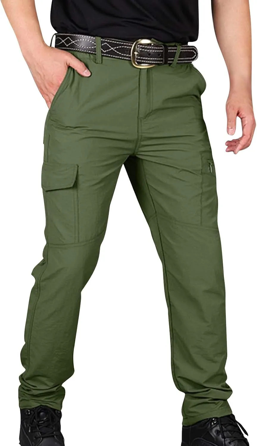 Cargo Pants for Men Lightweight Wild Outdoor Hiking Pants Waterproof Ripstop Tactical Work Pants with Multi Pockets