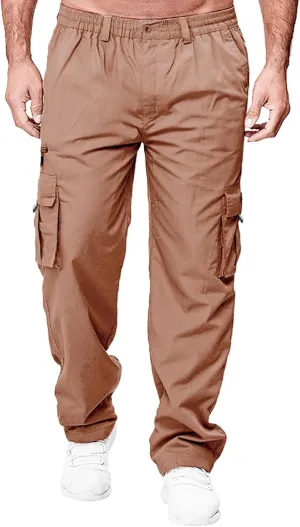 Cargo Pants for Men Relaxed Fit Mens Cargo Pants Heavy Weight Sweatpants Jogging Pocket Sports Elastic Cargo Trousers