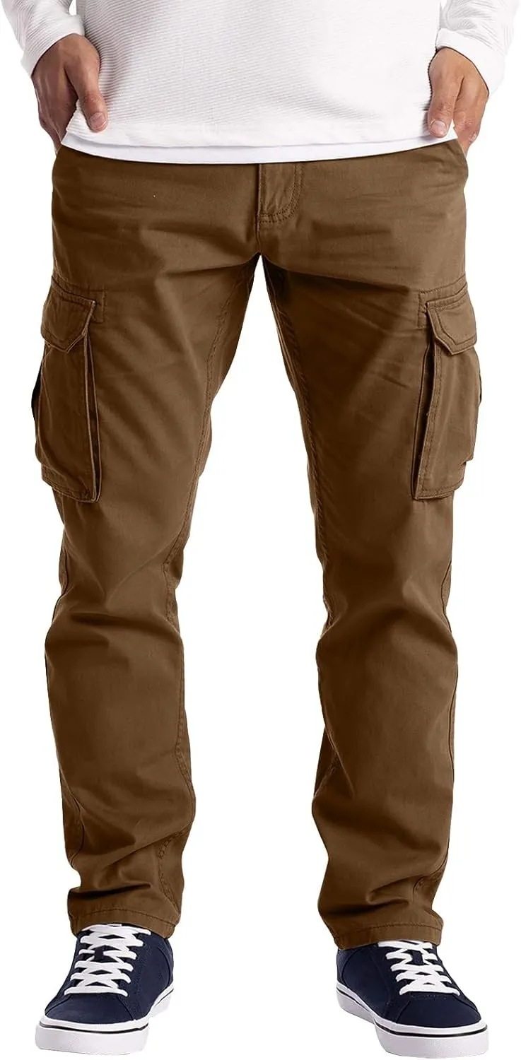 Cargo Pants for Men Relaxed Fit Mens Cargo Pants Stretch Elastic Waist Athletic Workout Jogger Drawstring Sport Pants