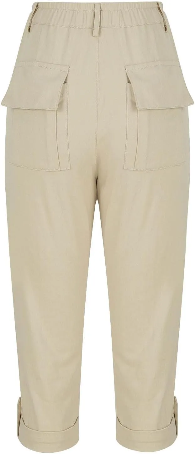 Cargo Pants Women Cargo Capris Capri Pants Dressy Joggers Casual Pull On Cropped Pants with Pockets Work Pants