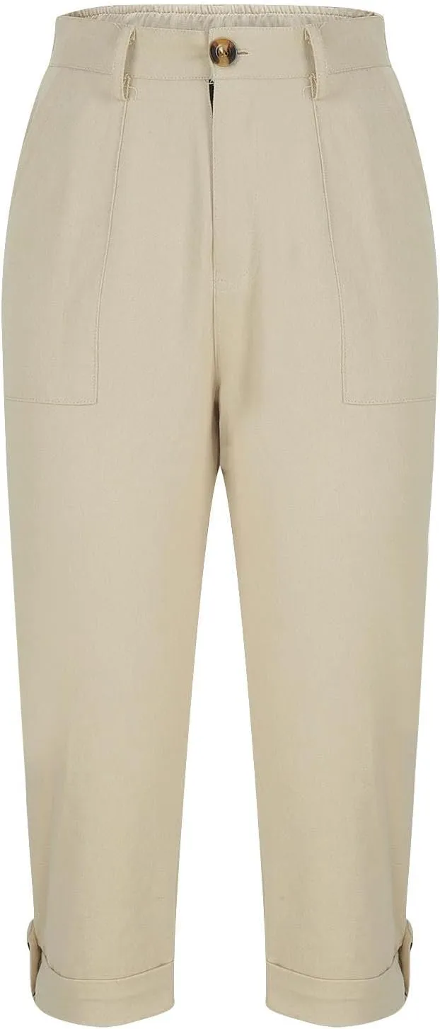 Cargo Pants Women Cargo Capris Capri Pants Dressy Joggers Casual Pull On Cropped Pants with Pockets Work Pants