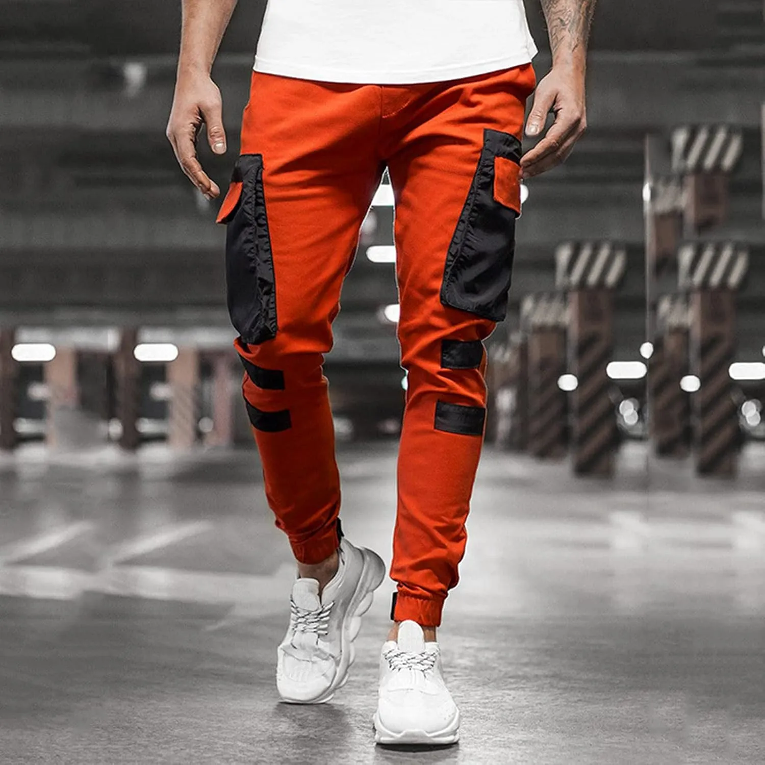 Cargo Sweatpants for Men Mens Lounge Pants Pants with Elastic Drawstring Waist Men's Jogger Pants Baggy Goth Techwear