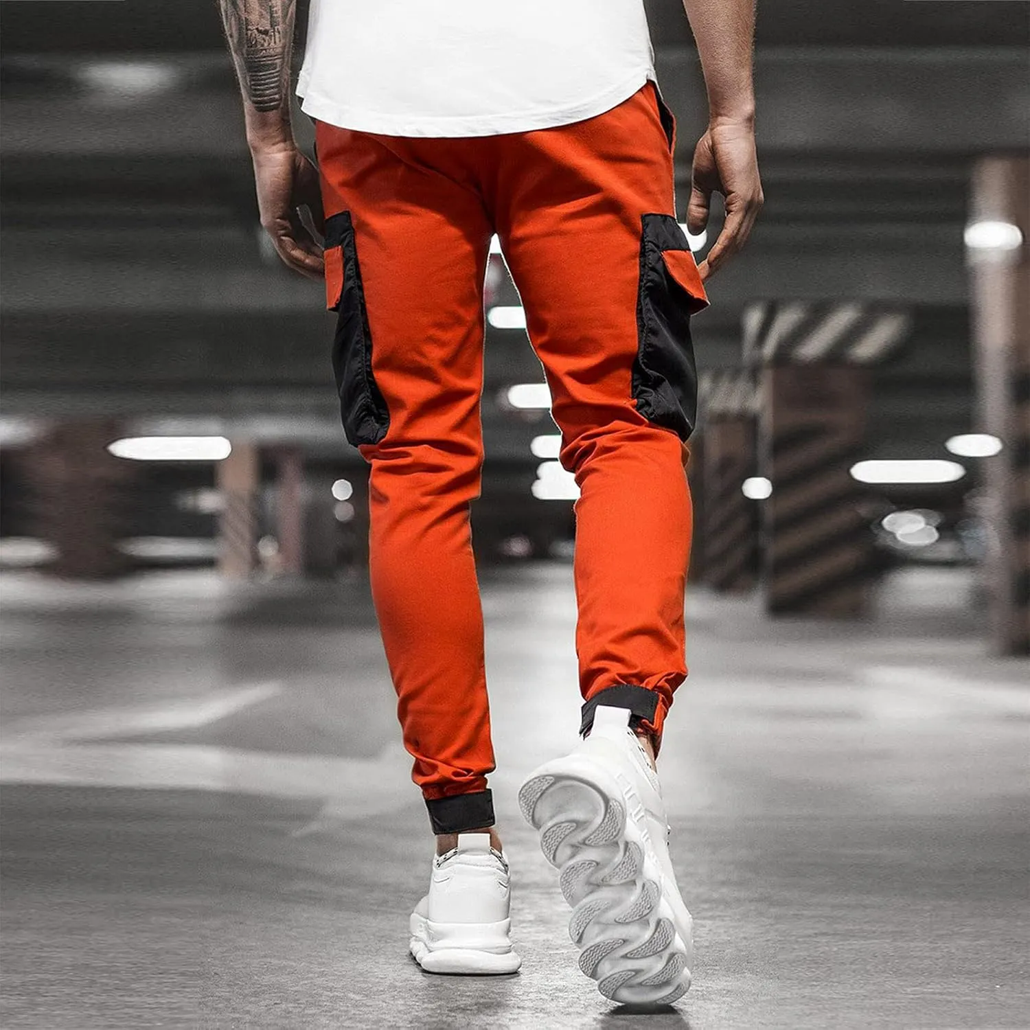 Cargo Sweatpants for Men Mens Lounge Pants Pants with Elastic Drawstring Waist Men's Jogger Pants Baggy Goth Techwear