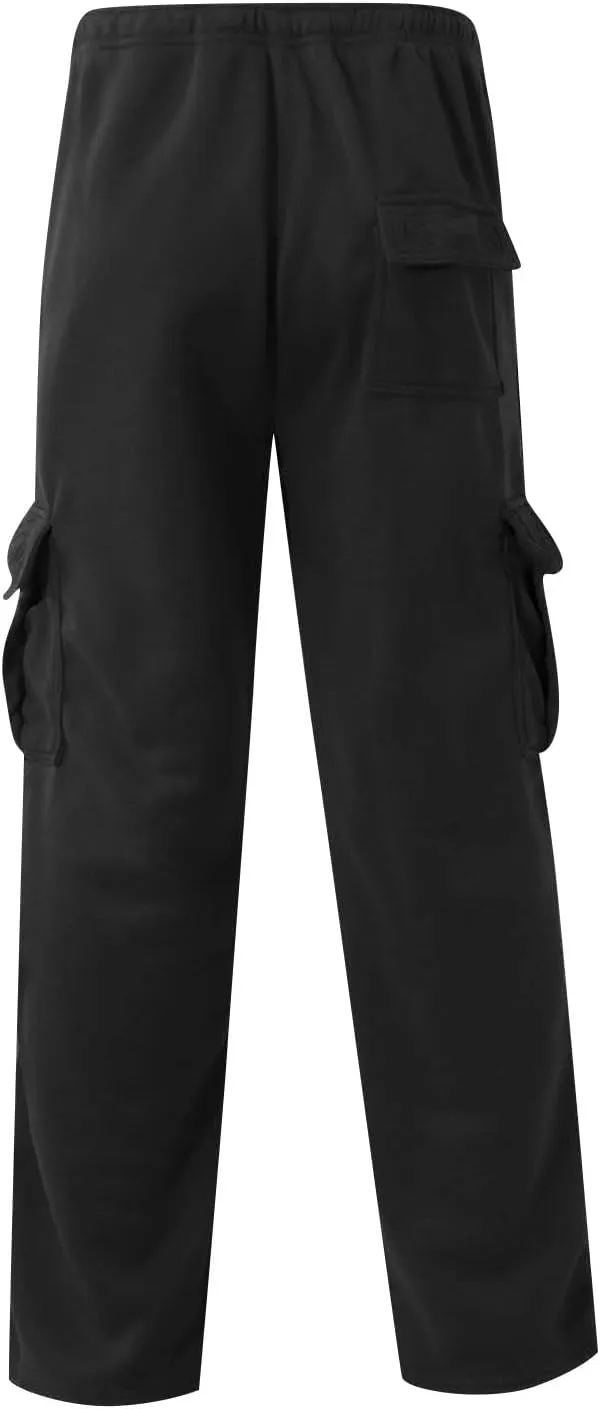Cargo Sweatpants for Men Plus Size Drawstring Waist Open Bottom Sweatpants Comfy Cotton Lounge Pants with Pockets