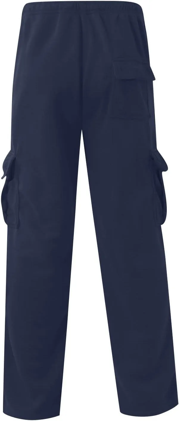Cargo Sweatpants for Men Plus Size Drawstring Waist Open Bottom Sweatpants Comfy Cotton Lounge Pants with Pockets