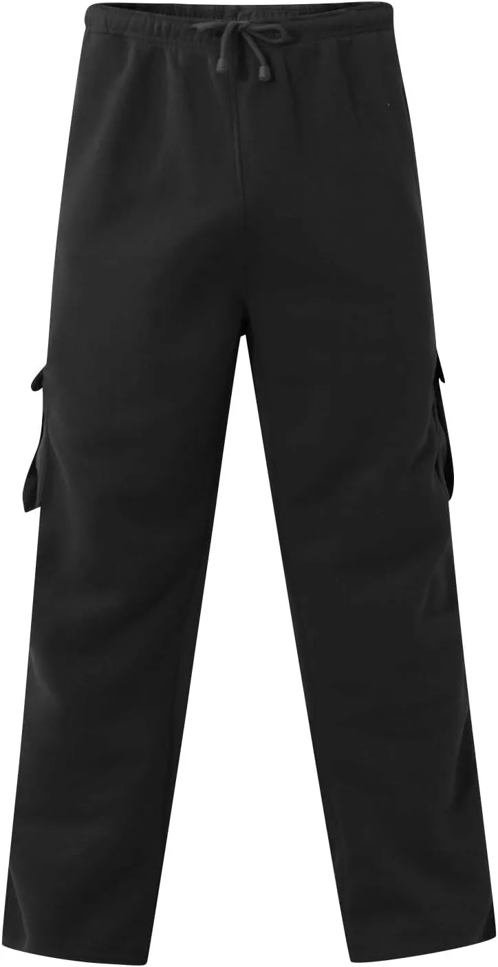 Cargo Sweatpants for Men Plus Size Drawstring Waist Open Bottom Sweatpants Comfy Cotton Lounge Pants with Pockets