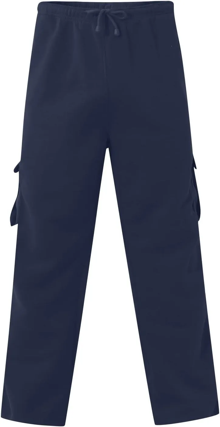 Cargo Sweatpants for Men Plus Size Drawstring Waist Open Bottom Sweatpants Comfy Cotton Lounge Pants with Pockets