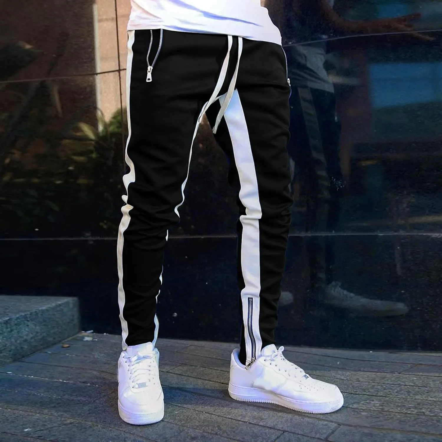 Cargo Sweatpants for Men Tactical Pants Lightweight Hiking Workout Jogger Mens Streetwear Reflective Tactical Track