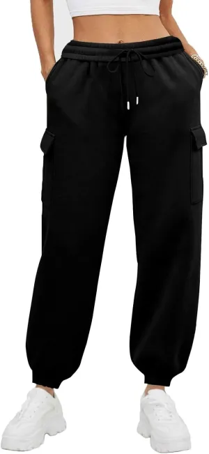 Cargo Sweatpants for Women High Waisted Baggy Fleece Lined Joggers Casual Running Athletic Thermal Workout Pants